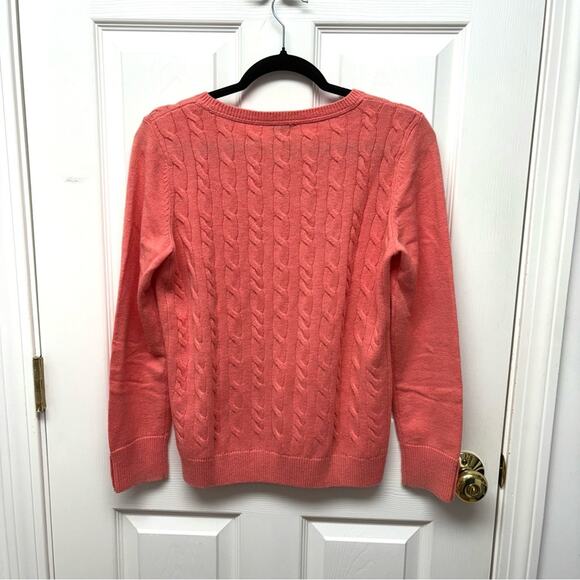 Talbot Woman’s Cable Knit Sweater, Wool Blend, Coral Pink, Size L - Picture 2 of 6